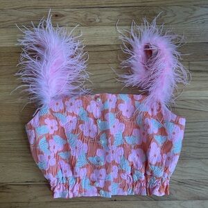 Andreeva Feather Strap Crop Top